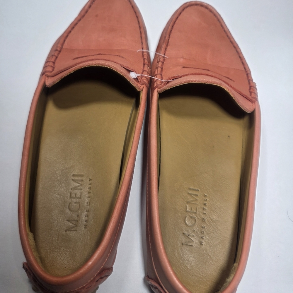 M.Gemi Women's Peach Leather Loafer Flats Made In Italy Size 37 US 7 Slip On